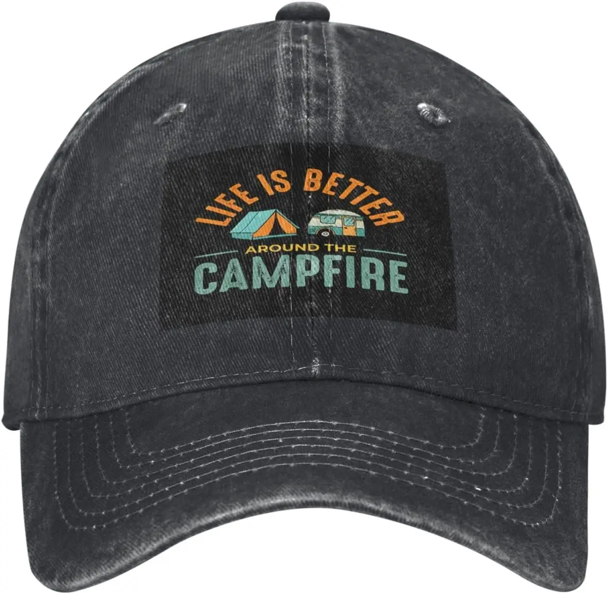 Campfire-Life-Is-Better-Washed-Cotton-Baseball-Cap-Vintage-Outdoor-Hiking-Adjustable-Dad-Hat