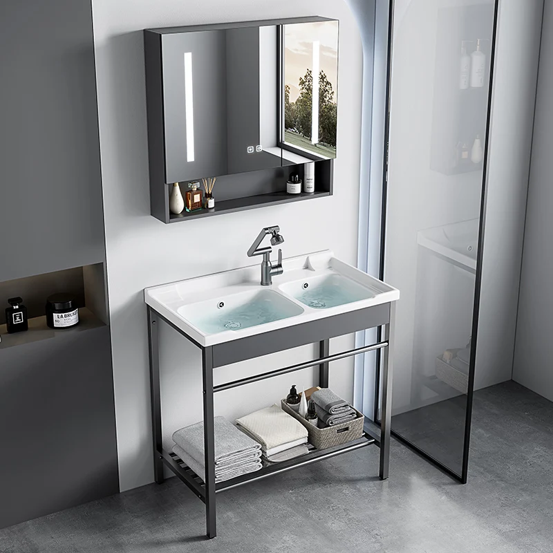 Floor-to-ceiling integrated ceramic double  bathroom household wash deepening basin hand sink