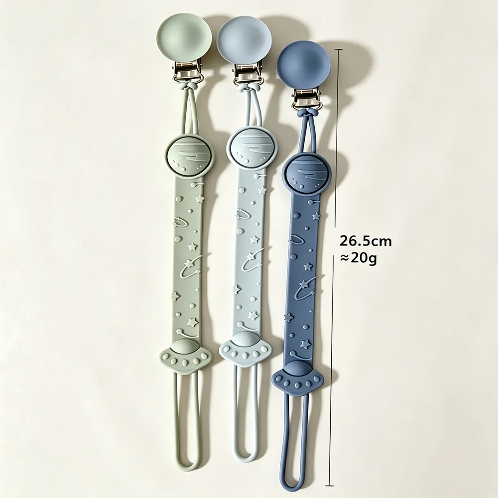 Custom Name Silicone Pacifier Clip, Planet Universe Design Teether Toy, Anti-Drop Pacifier Holder Chain for Babies
