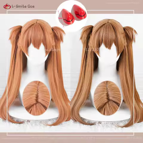 Anime EVA Cosplay Asuka Langley Soryu Cosplay Wig 68cm Orange Brown Wig Ponytail Clips Hairpin Heat Resistant Hair + Wig Cap