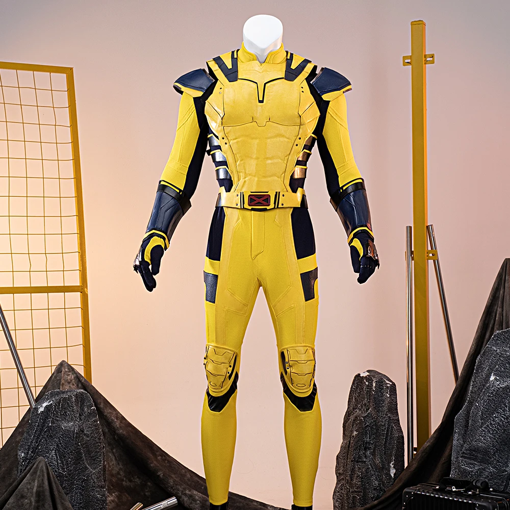 Men Movie Cosplay Costume Movie Cosplay【XS-3XL】WakuWaku Men Hero Black Yellow Costume Wolf Uniform Movie Costume Claws Plus Size