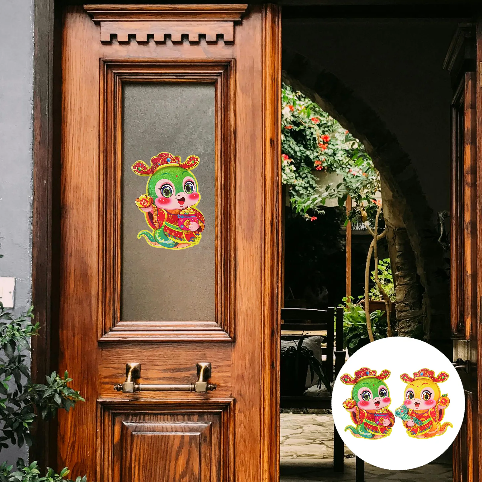 

1Pair Chinese New Year Window Decals Fu Character Door Stickers Spring Festival Holiday Clings Glass Decorations Lunar New Year