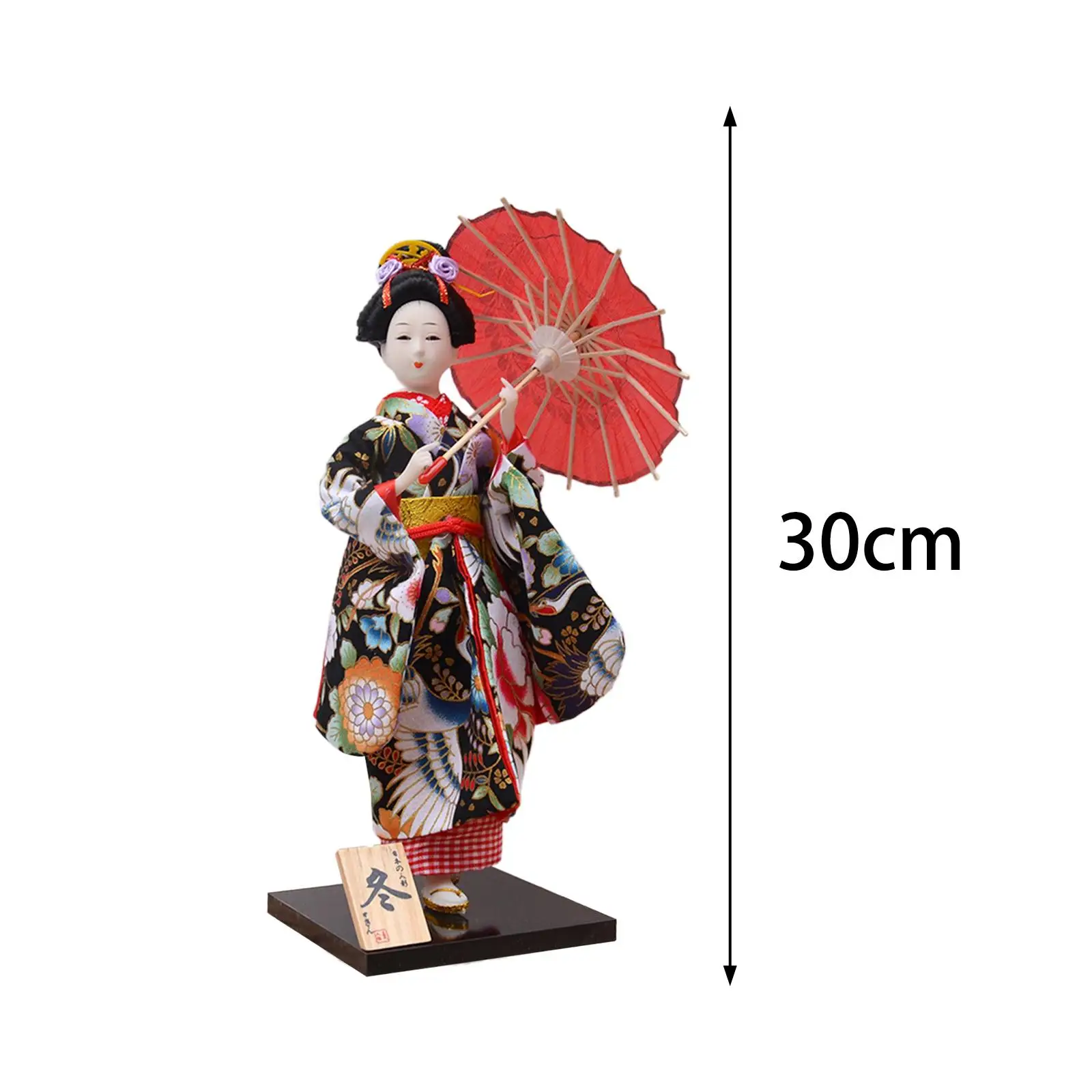 12in Japanese Kimono Geisha Doll Figure Ornament Asian Kabuki Figurine Desk Statue for Farmhouse Home Party Dining Room Bedroom