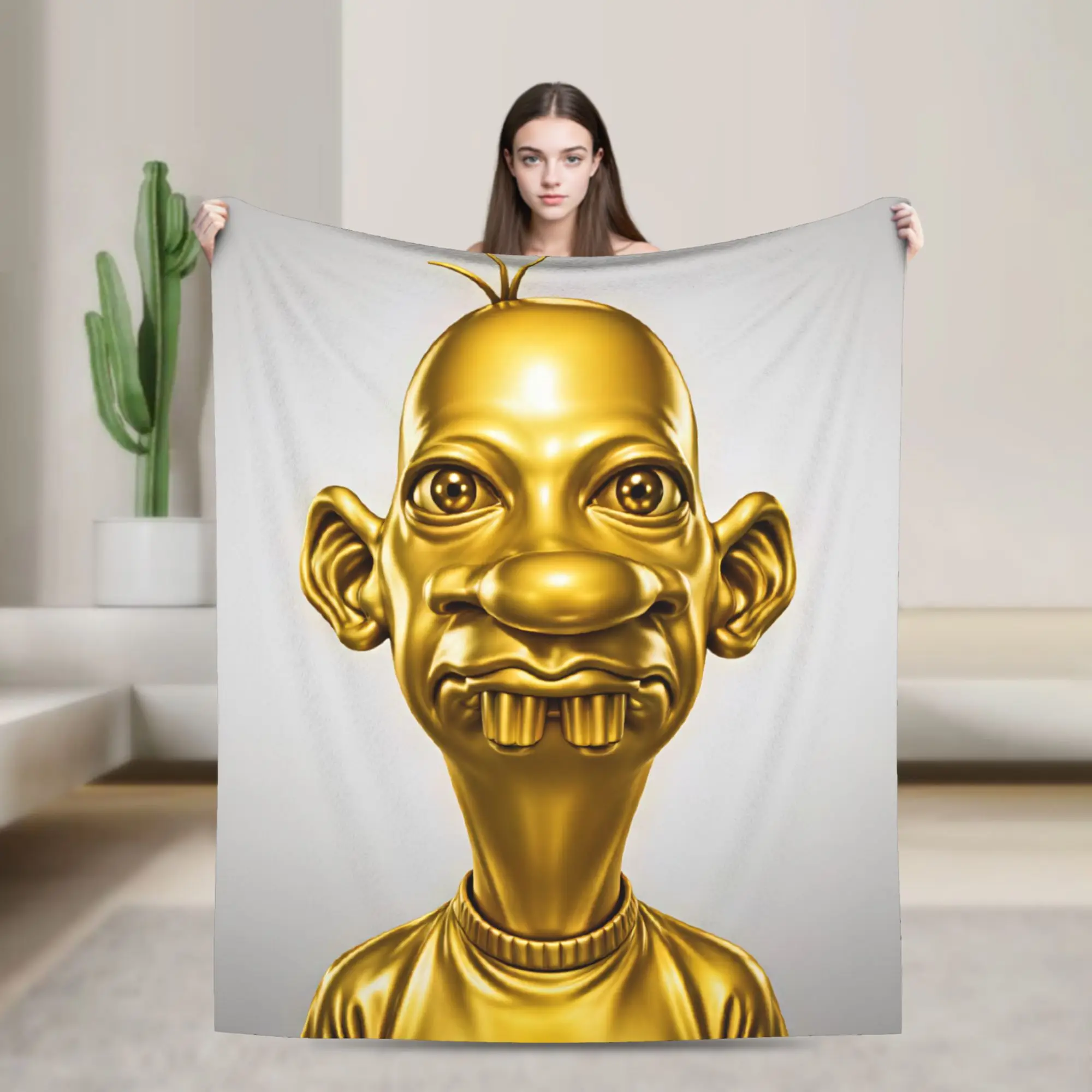 Neggy Golden Front Portrait Soft Comfy Blanket  Novelty Plane Travel Bedding Throws Couch Chair Flannel Bedspread Sofa Bed Cover