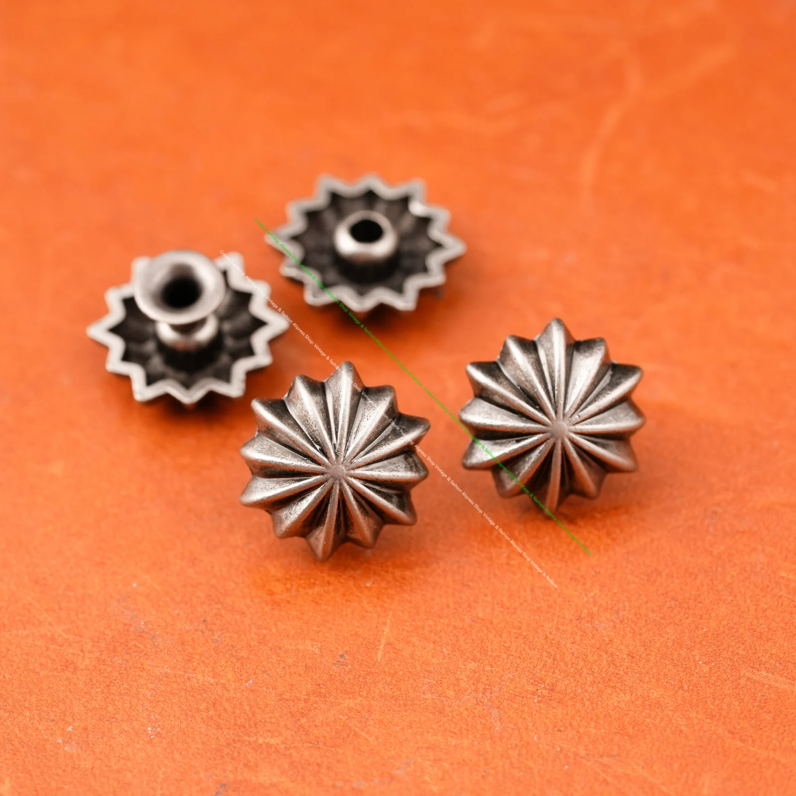 10MM 30pcs Antique Silver Floral Pumpkin Rivets Button Snap Fasteners Leather Craft Bag Belt Jeans Decor Concho