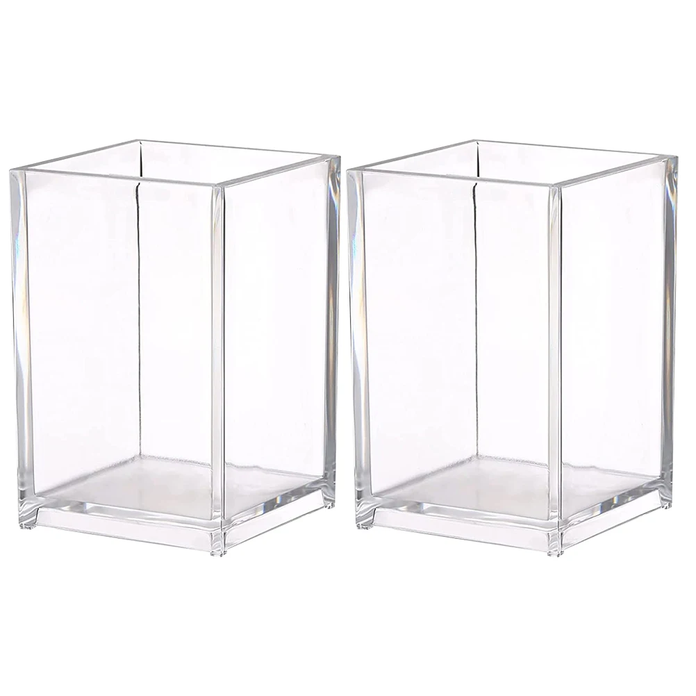 

2 Pcs Acrylic Pen Holder Pencil Pot Office Supplies Holders Storage Desktop Stationery Organizer Student