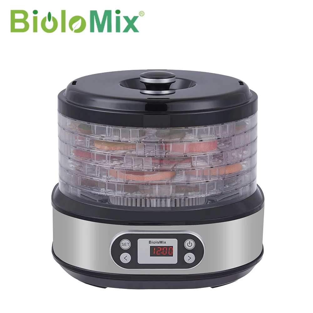 BioloMix 6 Trays Food and Fruit Dehydrator Meat Dryer with Digital LED Display For Vegetable, Jerky, Herbs