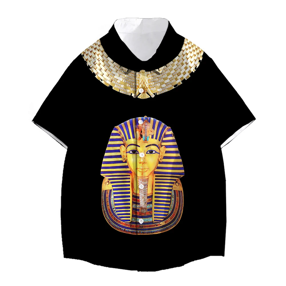 SONSPEE Ancient Egyptian 3D Print Vintage Style Pharaoh Harajuku Hawaii Shirt Men Women Hip Hop Oversize Shirt Short Sleeve Top