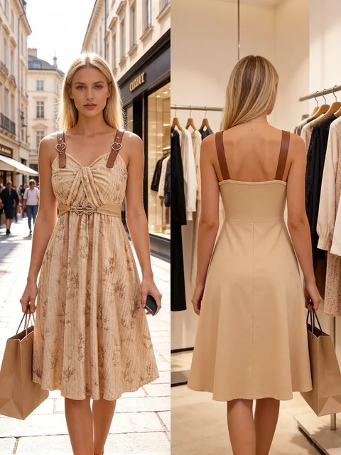 Sukienki dla kobiet plus size z nadrukiem liści klonu, marszczeniami, klamrą, oczkami w kształcie serca, kieszeniami, sukienka na ramiączkach, letnia, codzienna, vestidos.