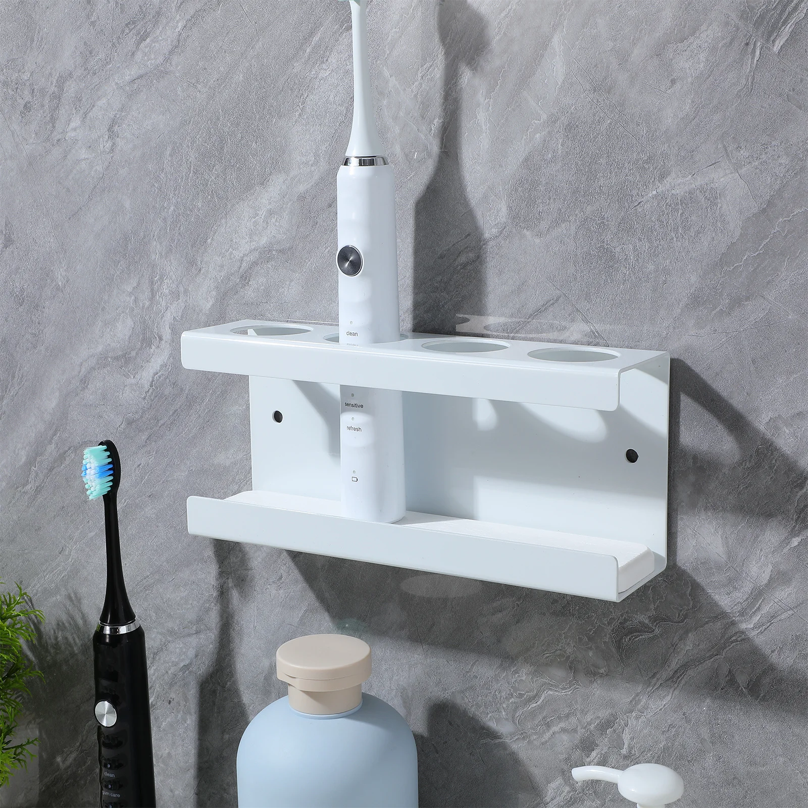 

4 Slots Wall Mounted Electric Toothbrush Holder Stainless Steel Toothbrush Organizer Bathroom Toothpaste Storage Rack