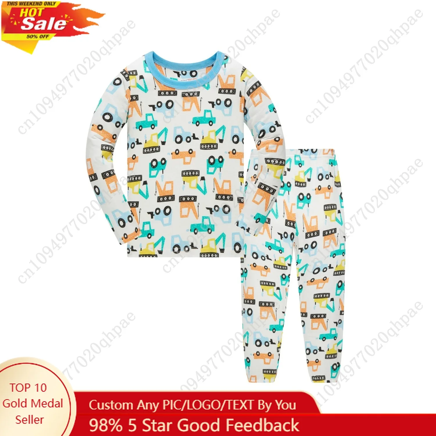 

Spring CAR Pajamas Set for Boys Long Sleeve Long 100% Cotton Soft Breathable Pjs Loungewear Set Kids Sleepwear Age 1-8 Years 2PC