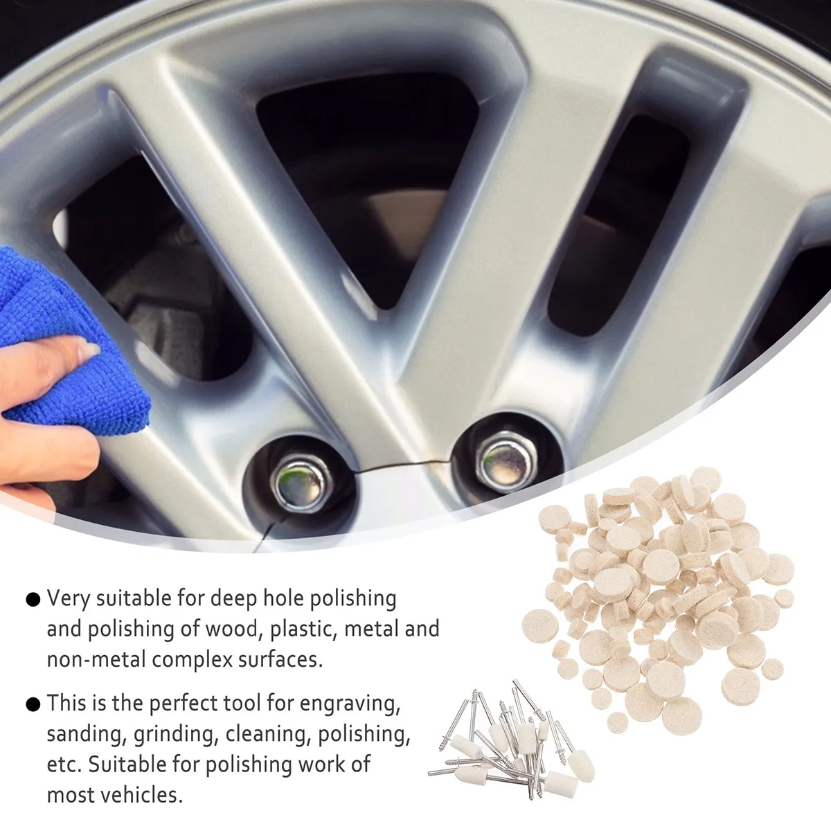 

Wool Polishing Wheels Set Felt Long Life Excellent Effect High Speed Buffing Metal Plastic Jewelry Small Parts Polisher