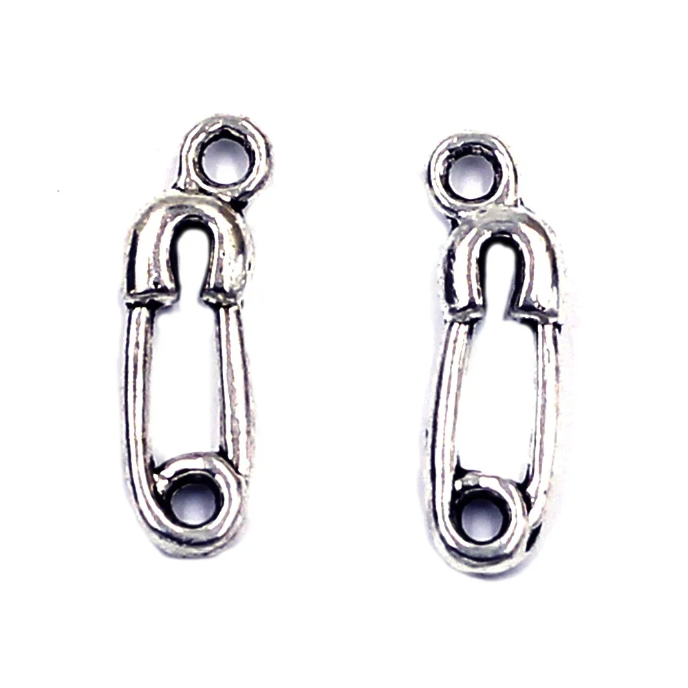 

30Pcs Pendants Safety Pins Cute Sewing Metal Silver Tone Jewelry Diy Making Findings 19x6mm(6/8"x2/8")