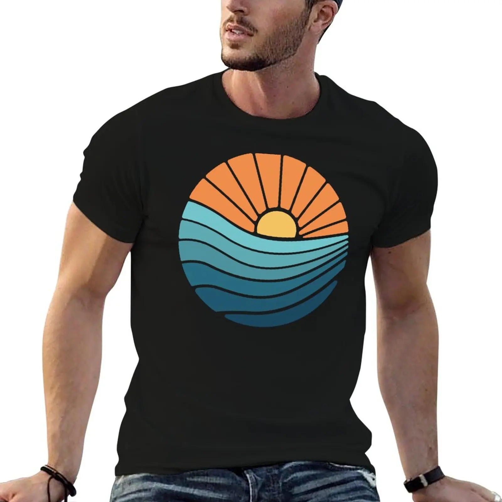 

Minimalist Retrowave Sunset Surf T-Shirt man graphic t shirt t shirts for man slim fit men t shirt cotton 100% T-Shirt