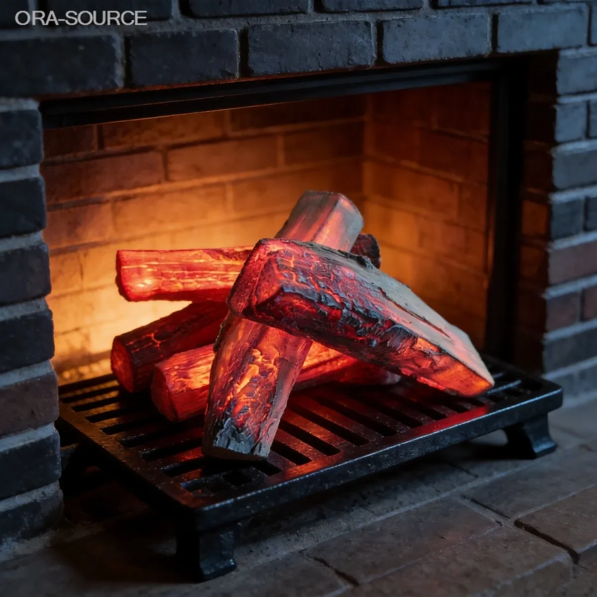 Fireplace Decor Artificial Logs 3D Flame LED Glowing Charcoal Pile Realistic Home Accessory Faux Fire Wood Stack Electric Vivid