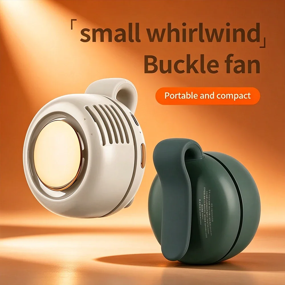 USB Rechargeable Mini Buckle Fan Hands Free Clip-on Waist Fan 360° Adjustable Air Outlet Portable Cooling Fan for Outdoor Use