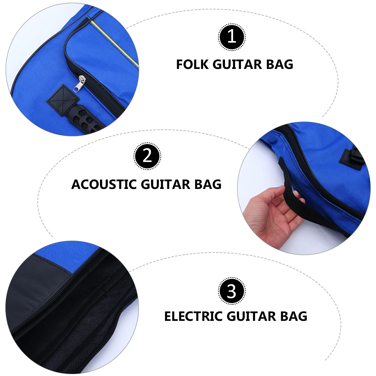 

40 41 Electric Guitar Bag Oxford Cloth Blue Double Strap Acoustic Travel Backpack Waterproof Durable Storage Soft PadRelief