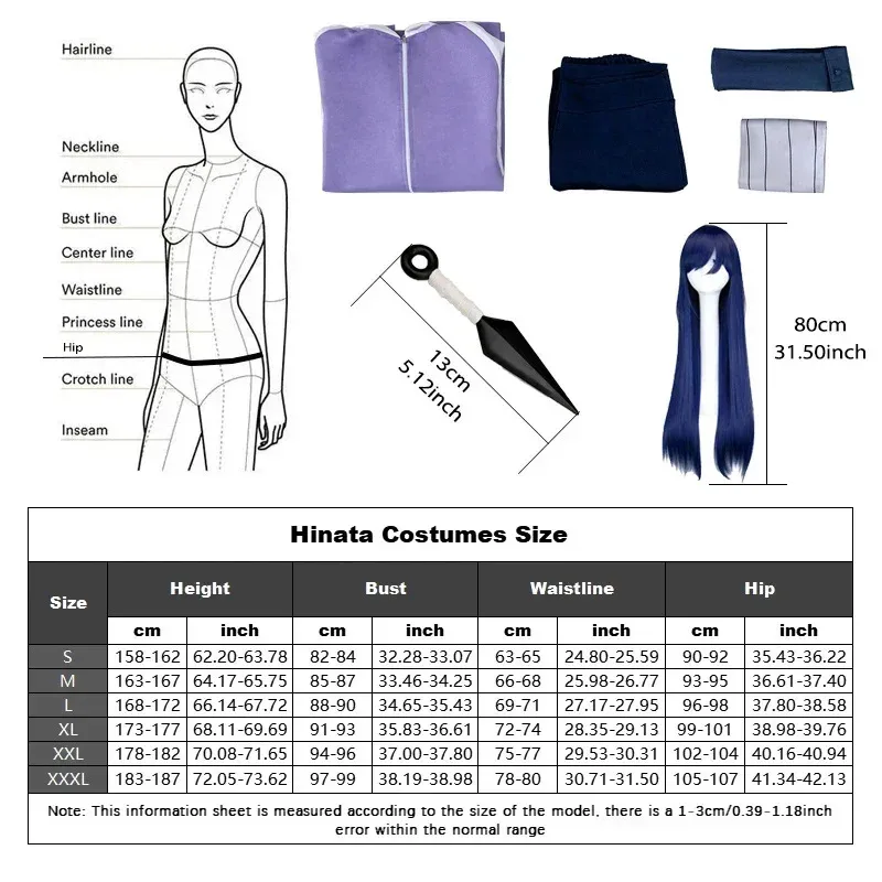 Anime Cosplay Hyuga Hinata Costumi Cosplay Ninja giapponese Shippuden Generation Giacca Pantaloni Parrucca Festa di Halloween per Cos