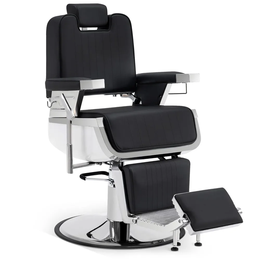 

Heavy Duty Vintage Barber Chair, Hydraulic Reclining Salon Chairs, Shampoo Beauty Spa Styling Equipment 3819 (Black&White)