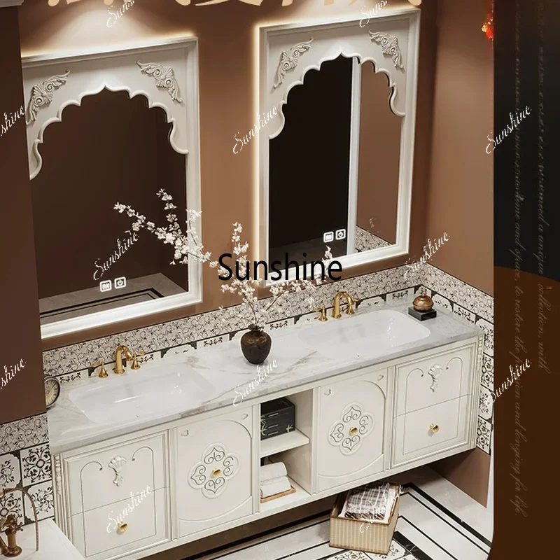 YFrench style, bathroom cabinet combination, double basin, large size toilet sink, high-end.