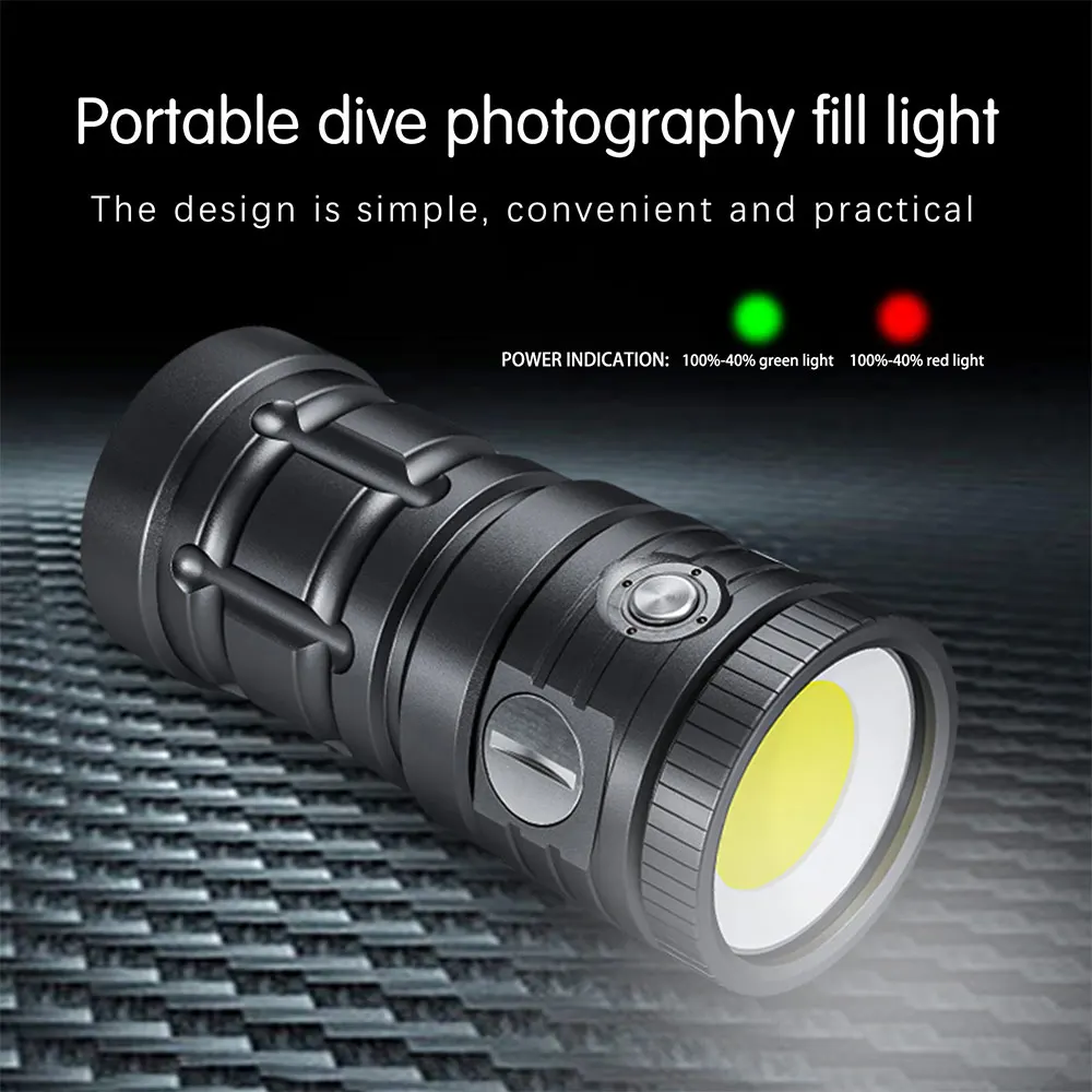 Seafrogs Photography Flash Light 10000lumens 100m Waterproof Depth Diving Torch Battery Inside