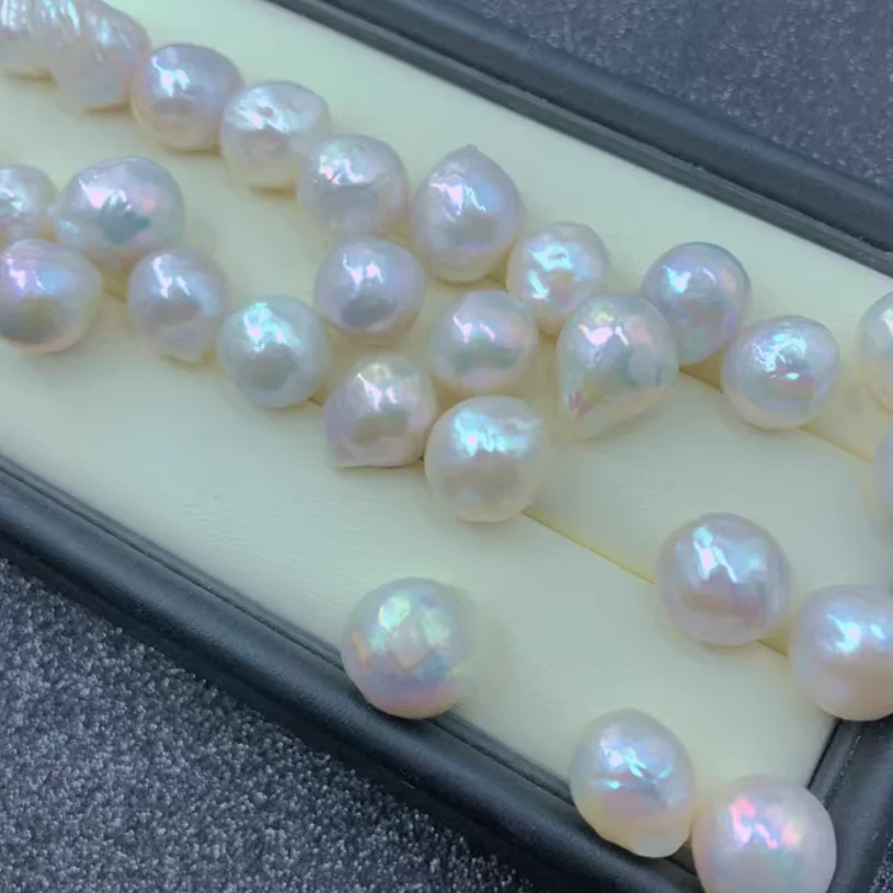 

Genuine natural south sea white baroque pearl loose pearl full drilled & 10 pcs pearls 10-12mm