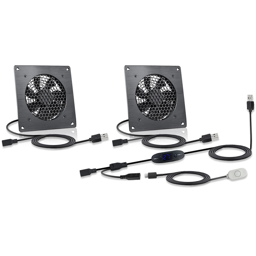 USB Temperature Controlled Fan 4 6 Inch 10 Speed- 0-60C Cooling Heatsink Exhaust For Server Rack PC Case Greenhouse Tool Kit