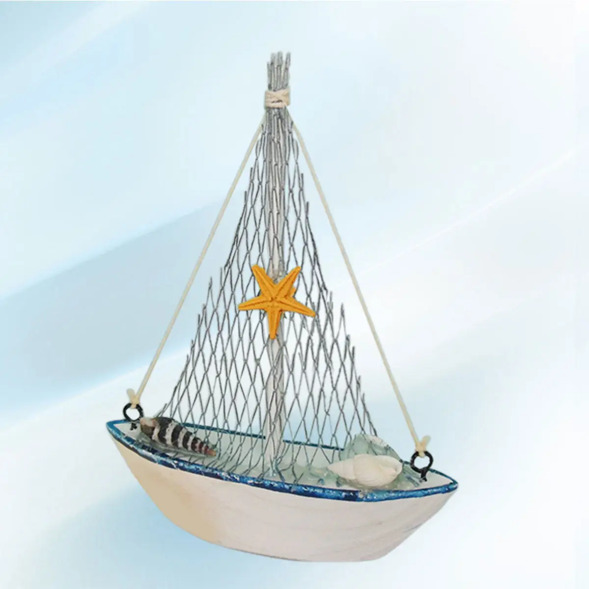 

Wooden Sailboat Ornament Mediterranean Style Small Lovely Sailboat Decoration for Car Table Office Bedroom Creative Wood Craft