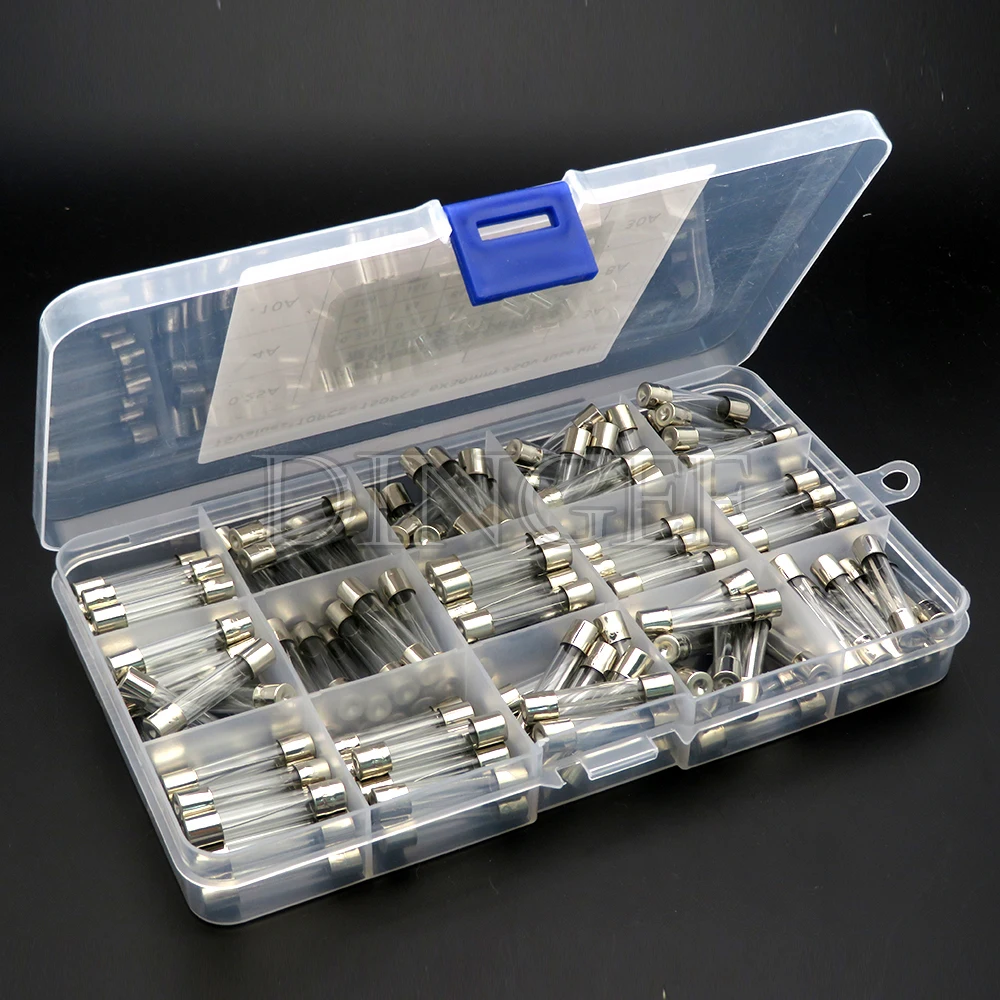 

150PCS 15Values 6*30 Glass Tube Fuses Car Glass Tube Fuses Assorted Kit 6X30 with Box fusiveis 0.1A-30A Household Fuses