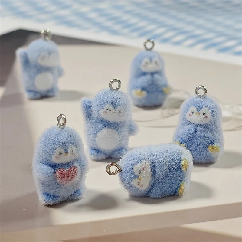 2026 Newest 44pcs/lot color flocking effect cartoon Penguin shape resin dolls beads diy jewelry garment hair accessory