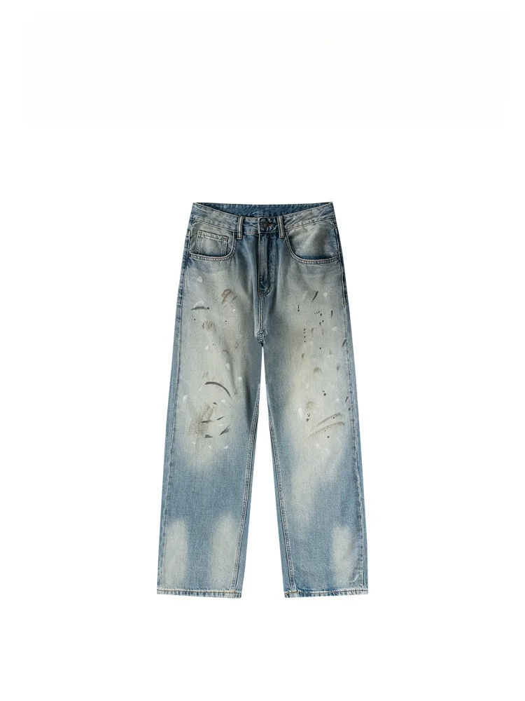 

Washed Casual American Retro Men's Jeans Dyed Straight Leg High Street Fashion Urban Breathable Loose Fit Spring 2025 New Model
