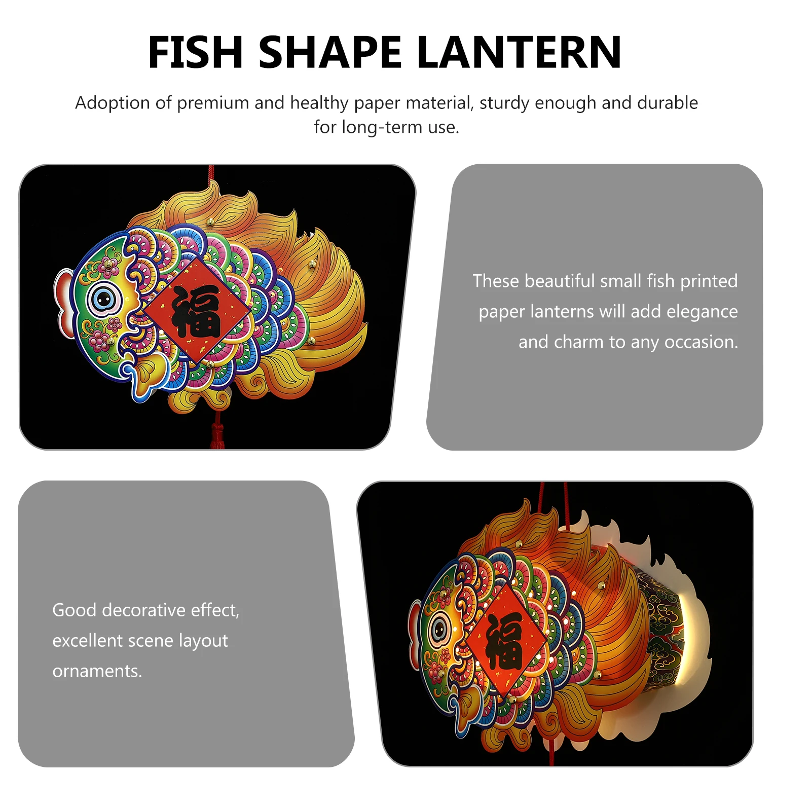 Lanterne di pesci dei cartoni animati Piccola lanterna decorativa sospesa per la casa Lanterna sospesa per ufficio Illuminazione per interni a forma di pesce