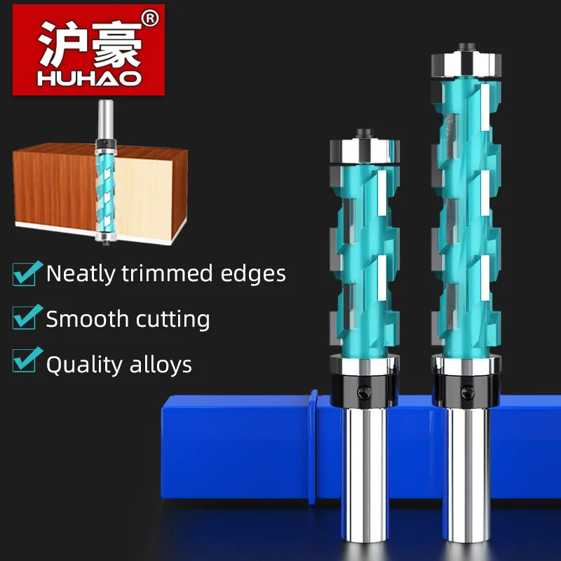 HUHAO Spiral Flush Trim Router Bit Wood 12.7mm Shank Tungsten Steel Double Bearing Straight Milling Cutter CNC Woodworking Tools