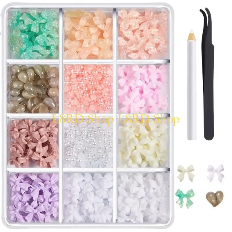L8RD 1box Chuyên nghiệp Nails Charm cho Nails Nails Nhinestones Trang trí móng tay