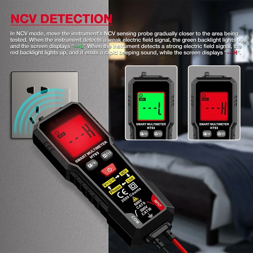 HT93 Multi-function Digital Multimeter Handheld NCV DETECTION Smart Multimeter W/ Detection Pen For Probe Measurement