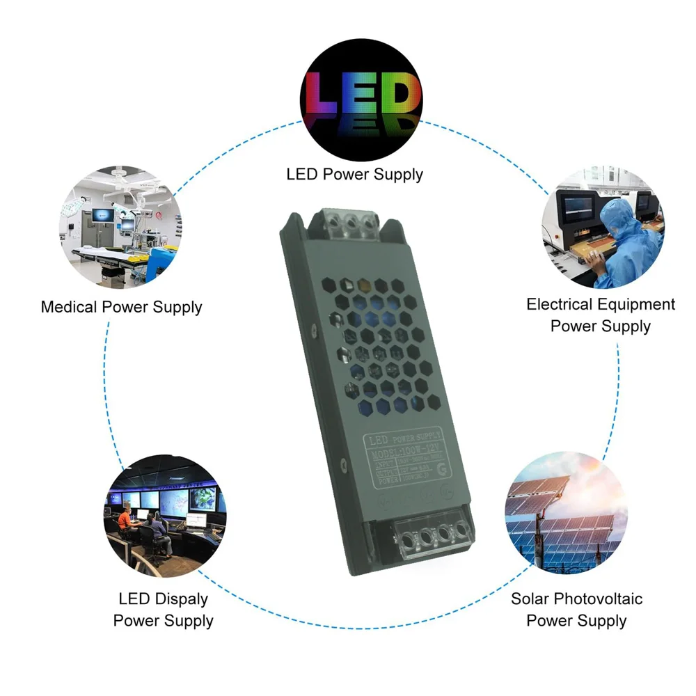 Imagem -04 - Transformador de Fonte de Energia para Led Strip Led Driver Conversor de Alimentação 12v 24v 60w 100w 200w 300w 400w 220v 230v ca para cc