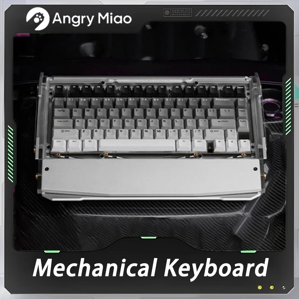 Angry Miao Black Diamond 75 Mechanical Keyboard Three Mode Hot-Swap RGB Light 2.4G Wireless Keyboard Pc Gamer Laptop Accessories