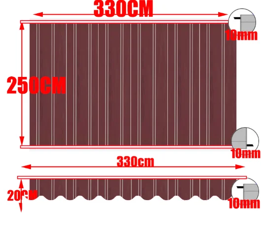NONE Burgunder weiße Streifen Markise Ersatz Stoff Toldo Tewango Baldachin Pavillon Garten Sonnenschutz Schutz 300gsm Shop Banner 4