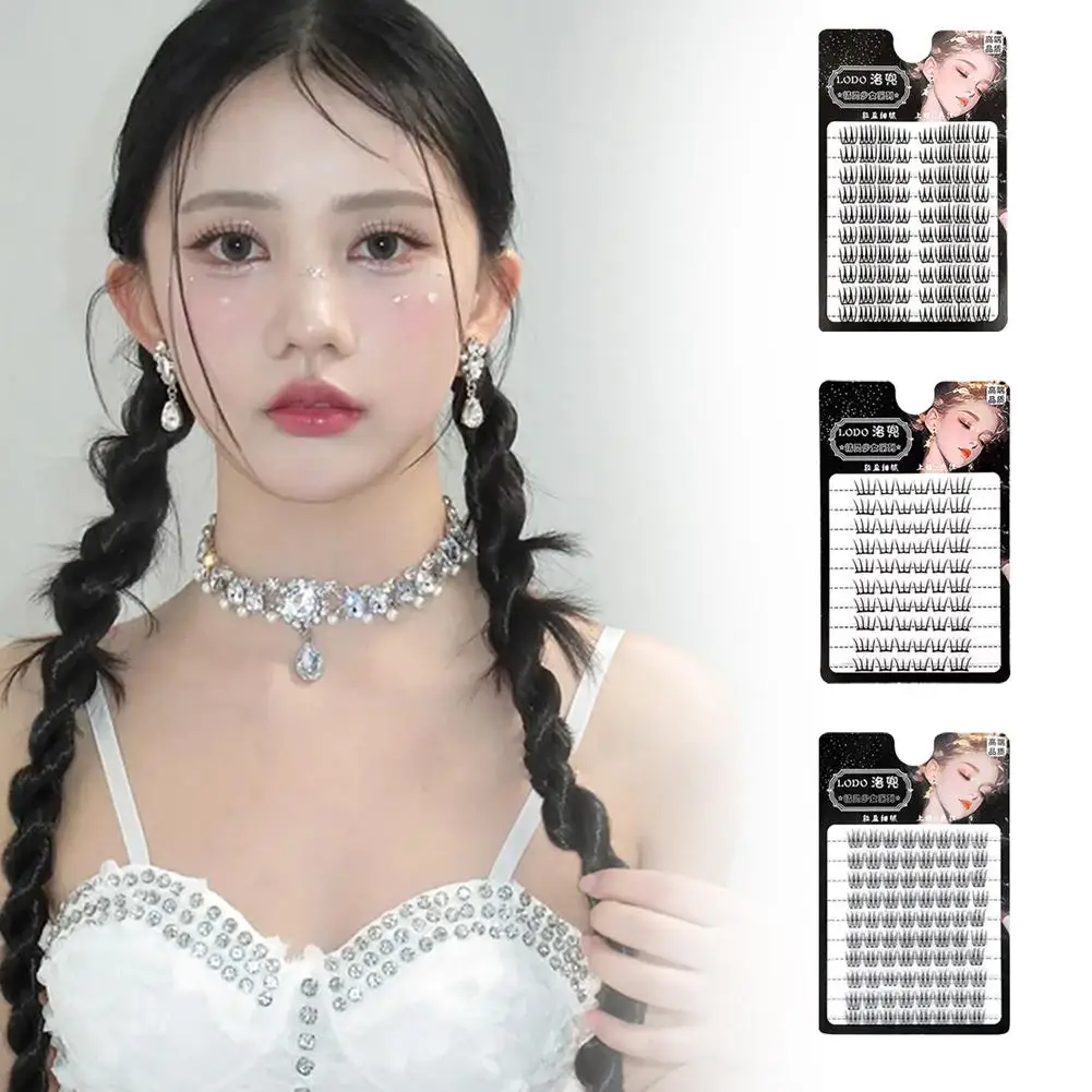 5D Fluffy Thick Clusters Lashes Comic Eye Makeup False Eyelashes For Groups Voluminous Glue-free Self-adhesive False Eyelas J5L0