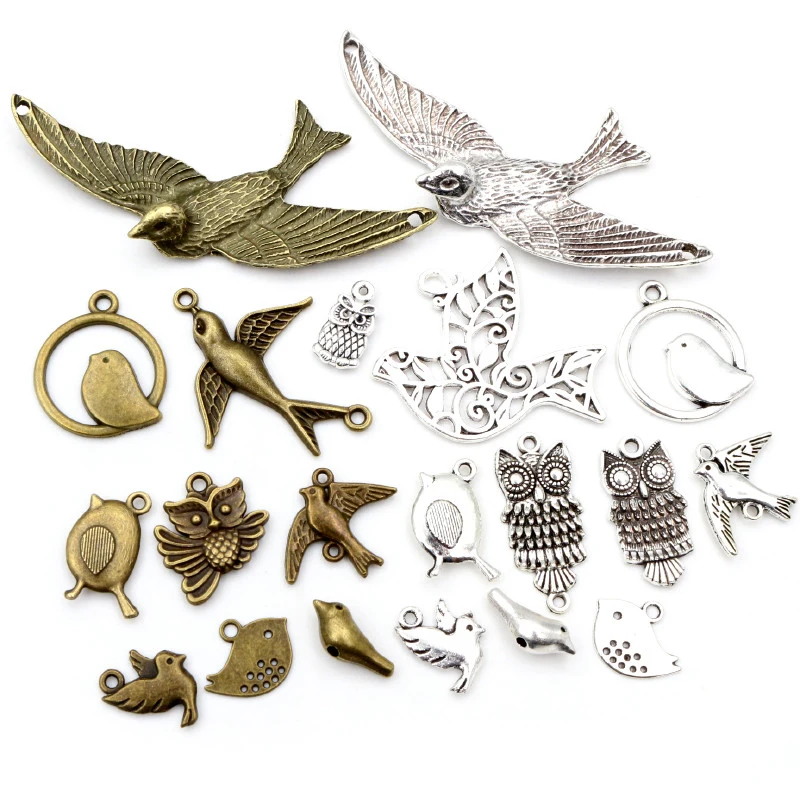 Moda nowy antyczne posrebrzane brązowy ptak Handmade Charms wisiorek DIY biżuteria ustalenia dla bransoletka naszyjnik