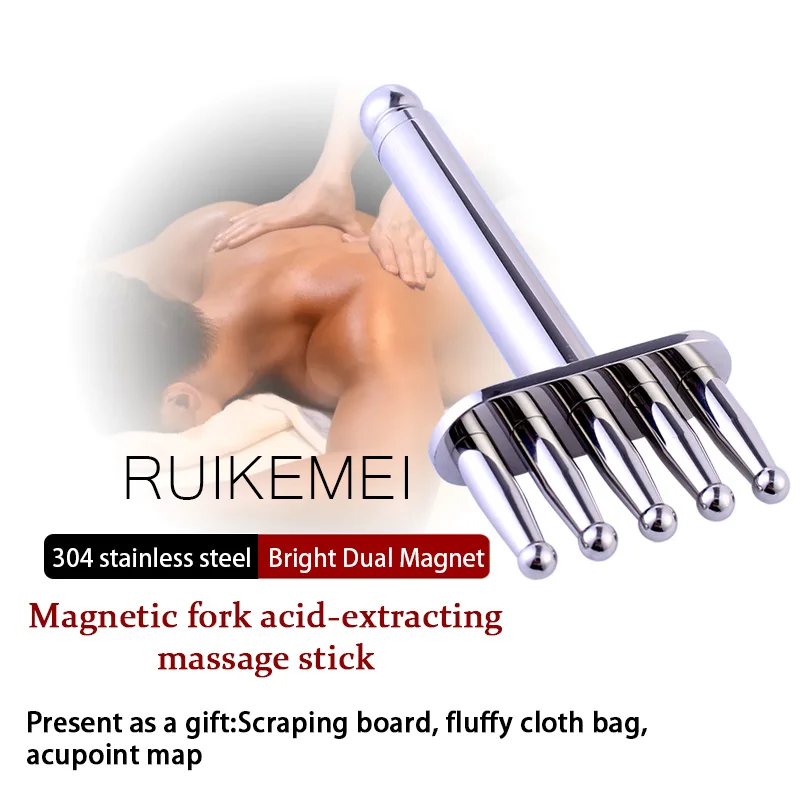 Fourchette magnétique lumineuse à cinq têtes rondes, bâton de massage magnétique pour points méridiens, pour débloquer les lymphes et détendre les muscles