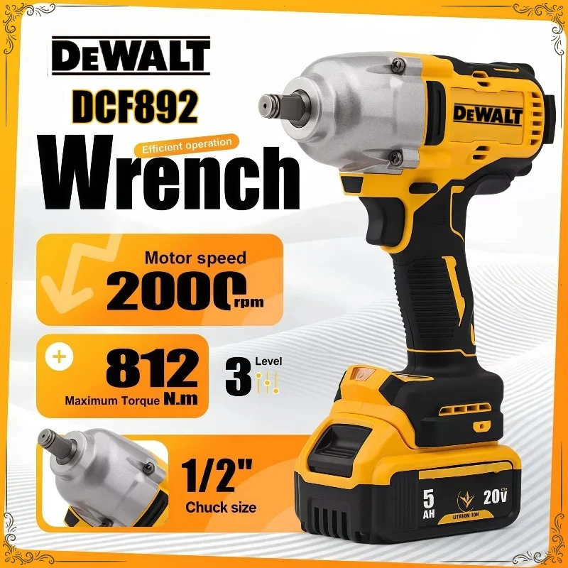 

DeWalt DCF892 Brushless Electric Wrench 1/2Inch High Torque 3 Speed Impact Driver Auto Repair Power Tools For DeWalt Battery
