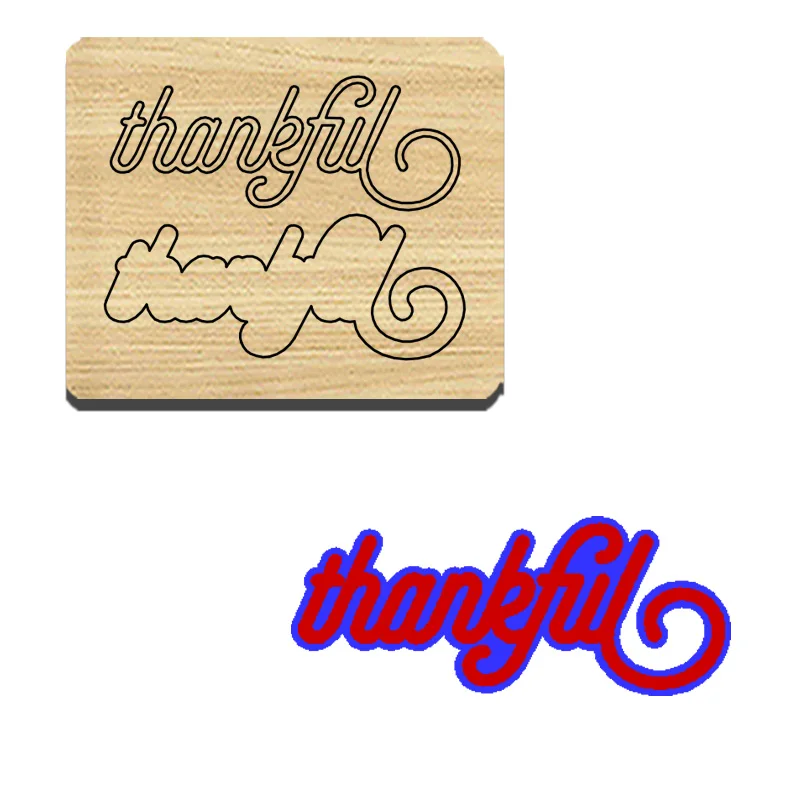 Z16   Wooden Cutting Die With English Letters Thankful, Applicable To Most Machines