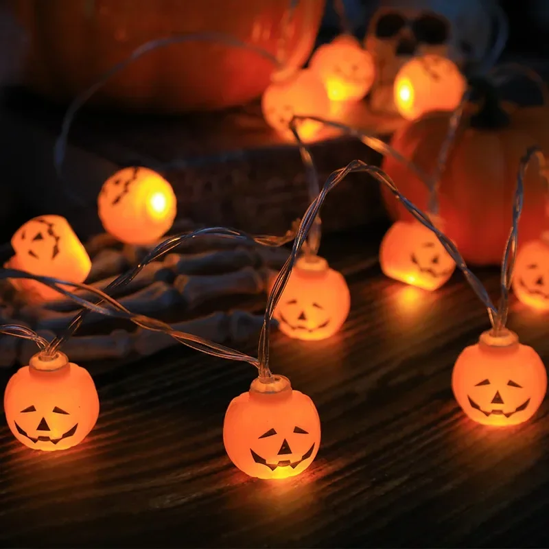 1.5m Halloween 10LED Light String Pumpkin Ghost Skull Head Eyeball Lantern String Ghost Festival DIY Lamp Happy Halloween Party