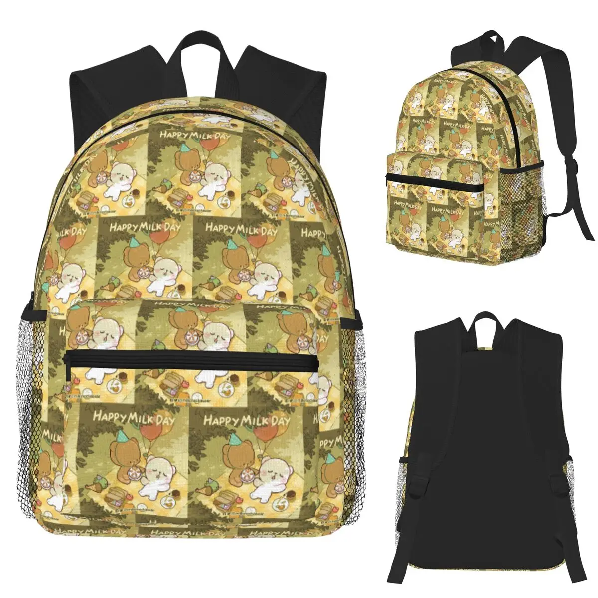 

Mocha Bear And Milk Student Backpack School Bag Hiking Travel Daypack for Men Women Fashion Bookbag Shoulder Bags