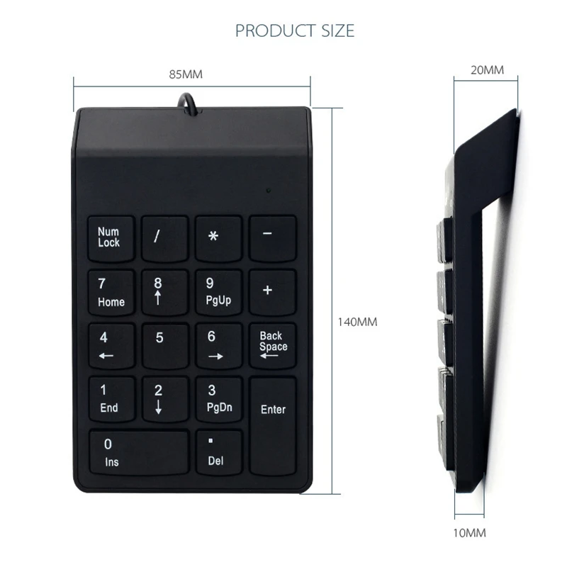 Wired Numeric Keyboard Keypad Number 18 Keys USB Cable for Laptop Work From