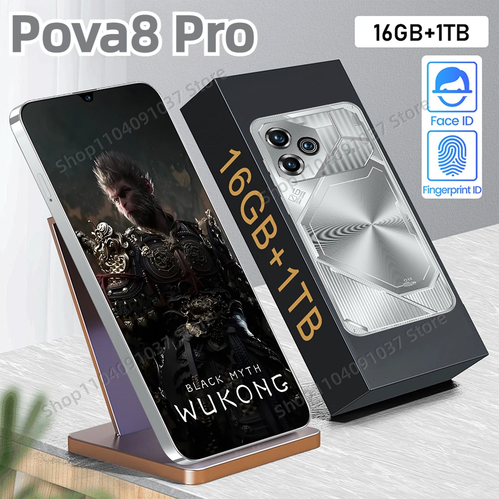 

Original Pova 8 Pro Smartphone 5G 7.3inch HD 22G+2TB Cell Phone Dual SIM Mobile Phones 50+108MP 7000mAh Android 14 Unlocked NFC