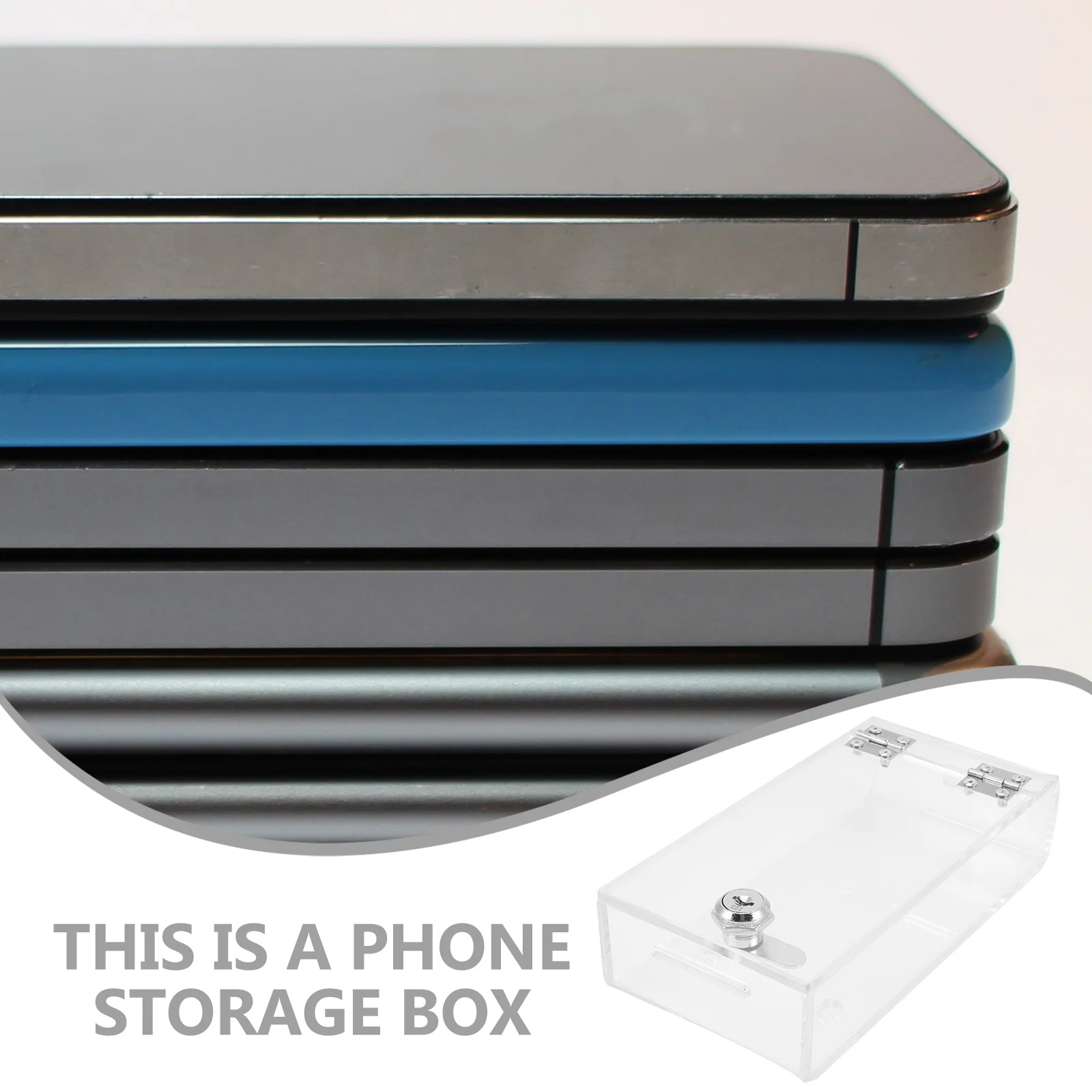 Przezroczyste pudełko do przechowywania telefonu, wysokiej jakości materiał, zabezpieczenie przed dziećmi, łatwe do przenoszenia, praktyczne dla dzieci, uczniów i dorosłych.