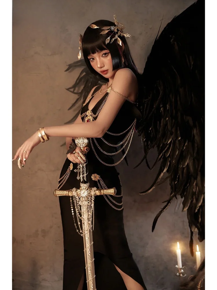 

Dark Elf Cosplay Halloween Stage Performance Costume Queen Photo Studio Photography Dress Women's Ethnic Stage Wear 2024