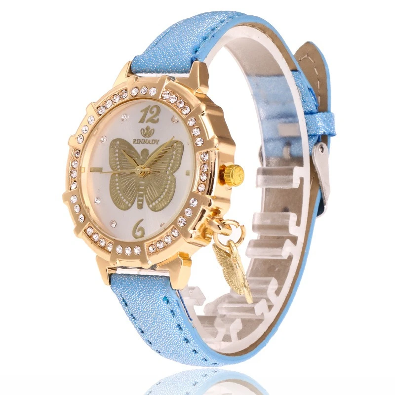 Женские часы, модный тренд, элемент бабочки, циферблат, кварцевые часы, браслет, женский кожаный ремешок, праздничный подарок